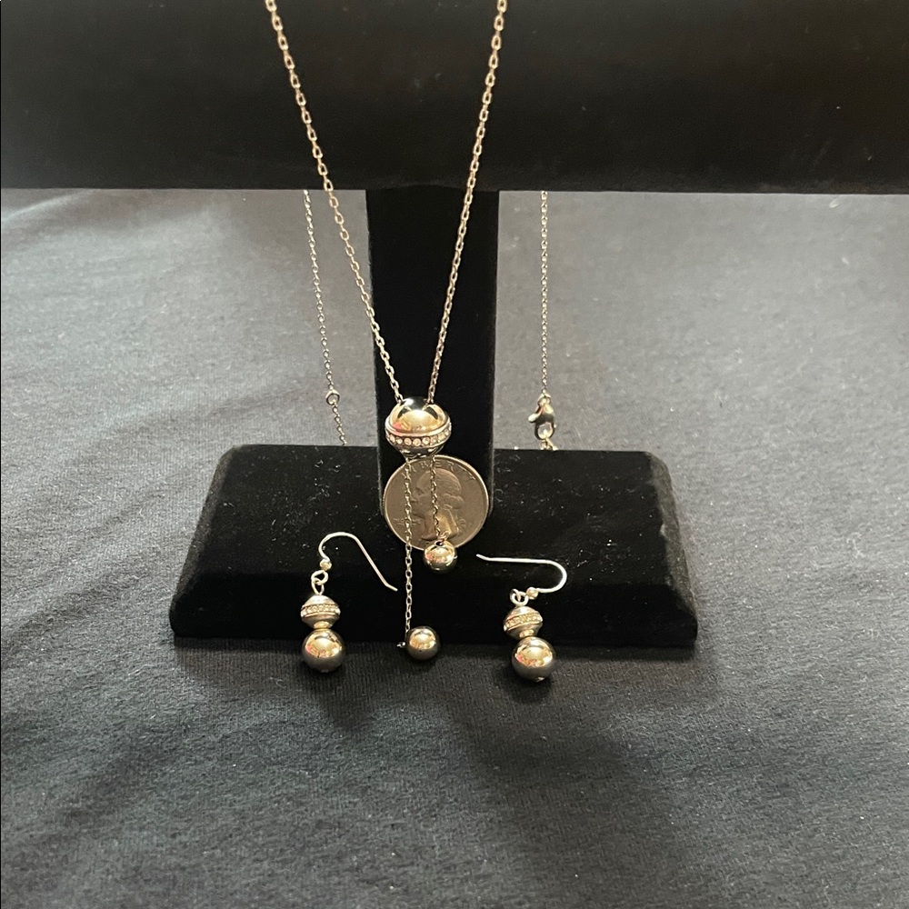 Brighton Silver and Crystal Necklace with Earrings